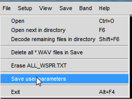 WSPR save user parameters