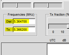 WSPR dial settings 60 m band